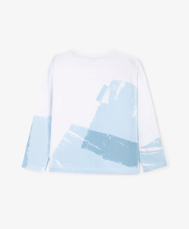 Лонгслив для мальчика с принтом белый