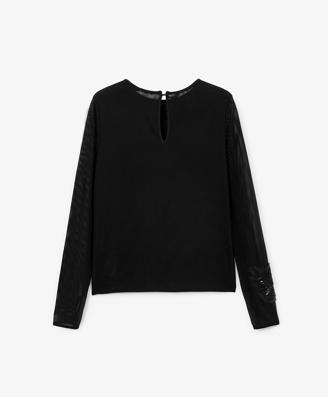 Блузка с длинным рукавом из сетки для девочки