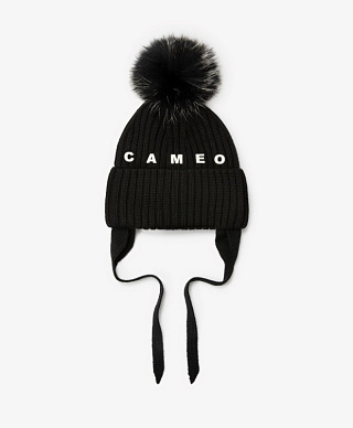 Шапка вязаная для девочки на флисе