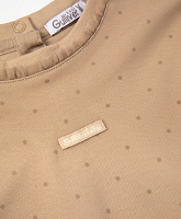 Лонгслив из трикотажа и тонкой сетки бежевый для девочки