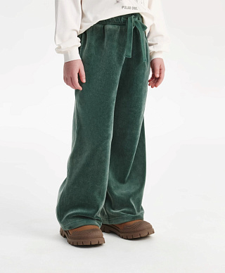 Брюки для девочки велюровые прямые с поясом на резинке