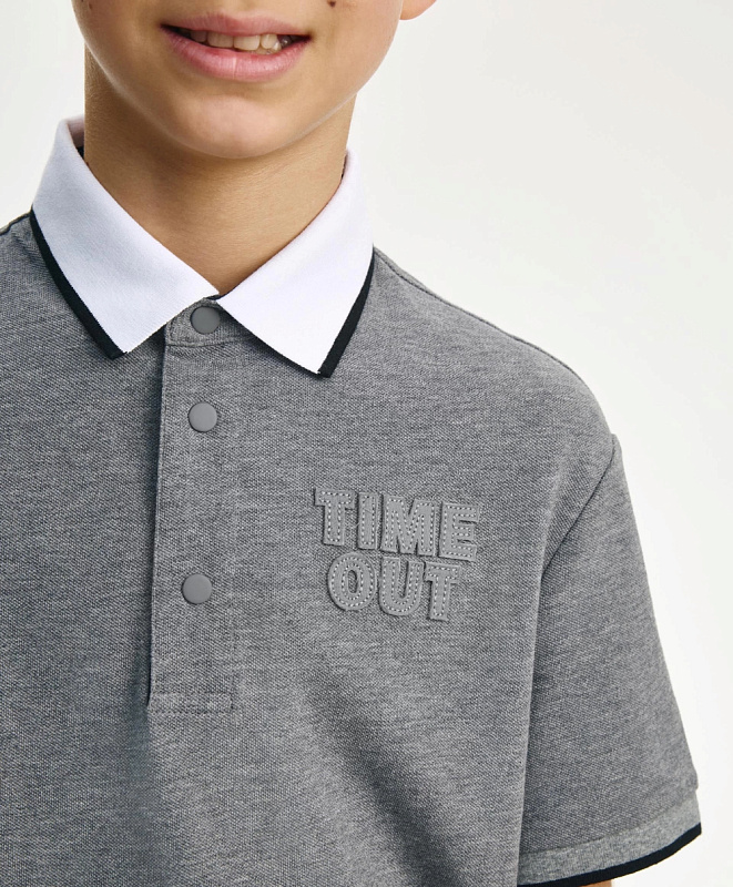 Поло с коротким рукавом для мальчика серое