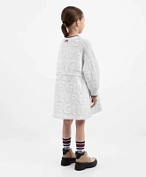 Платье с длинным рукавом из капитония белое для девочки