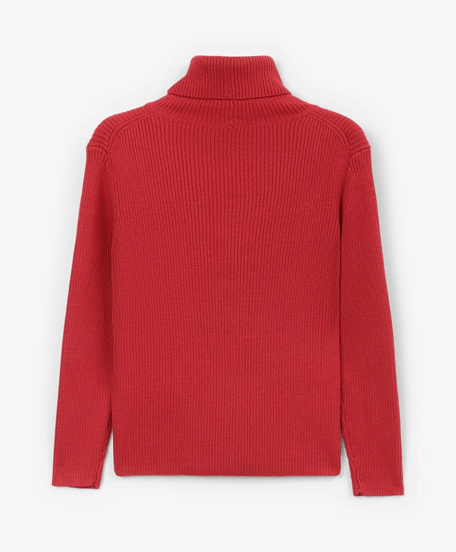 Водолазка для девочки вязаная красная