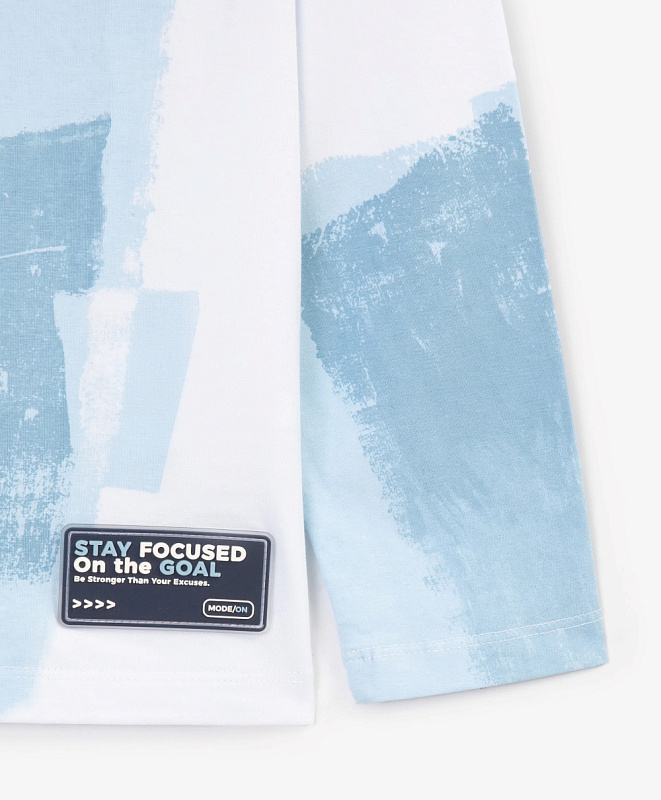 Лонгслив для мальчика с принтом белый