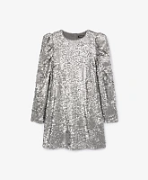 Платье с длинным рукавом и серебристыми пайетками для девочки