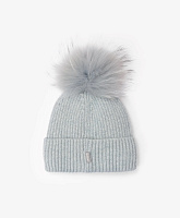 Шапка с помпоном вязаная для девочки на флисе