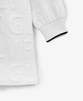 Платье с длинным рукавом из капитония белое для девочки