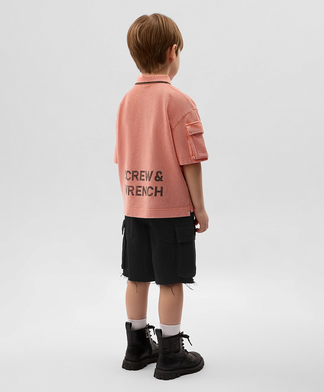 Поло для мальчика из пике с принтом