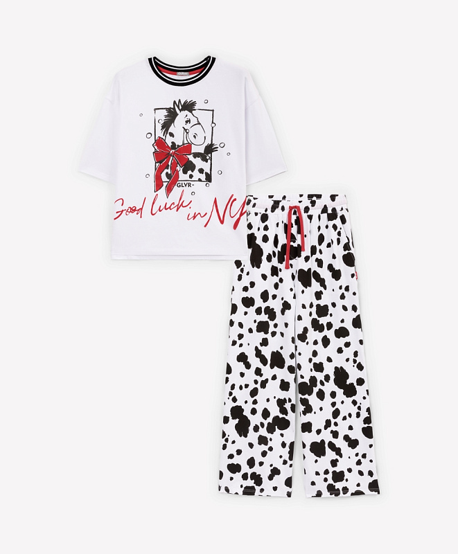 Пижама женская трикотажная с принтом