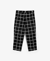 Брюки зауженные текстильные в клетку чёрные для мальчика