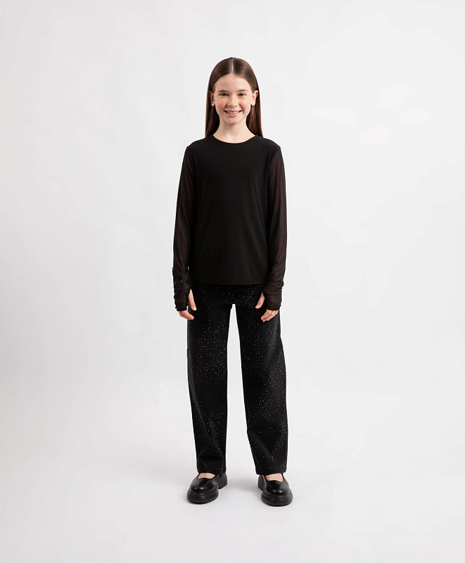 Блузка с длинным рукавом из сетки для девочки