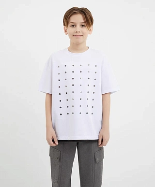 Футболка оверсайз с люверсами для мальчика