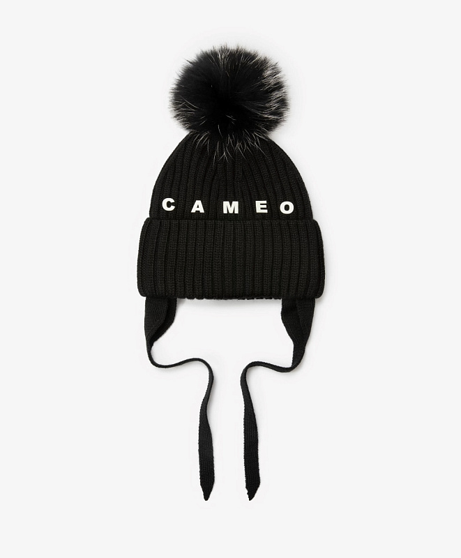 Шапка вязаная для девочки на флисе