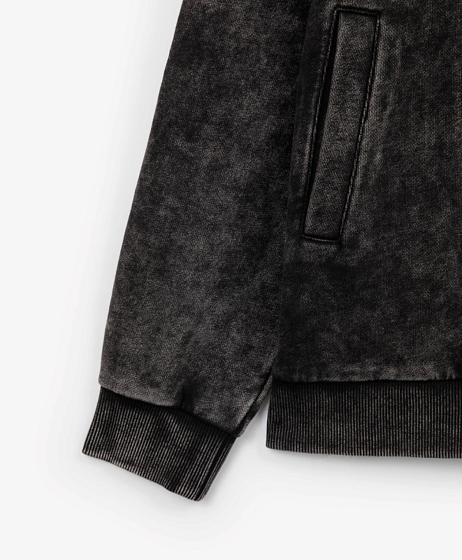 Толстовка распашная из вареного футера для мальчика черная