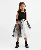 Платье без рукавов текстильное чёрно-белое для девочки