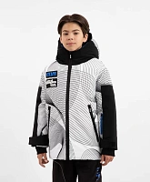 Куртка демисезонная из плащовки с принтом белая для мальчика