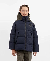 Куртка демисезонная плащевая на искусственном пуху синяя для мальчика