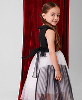 Платье без рукавов текстильное чёрно-белое для девочки