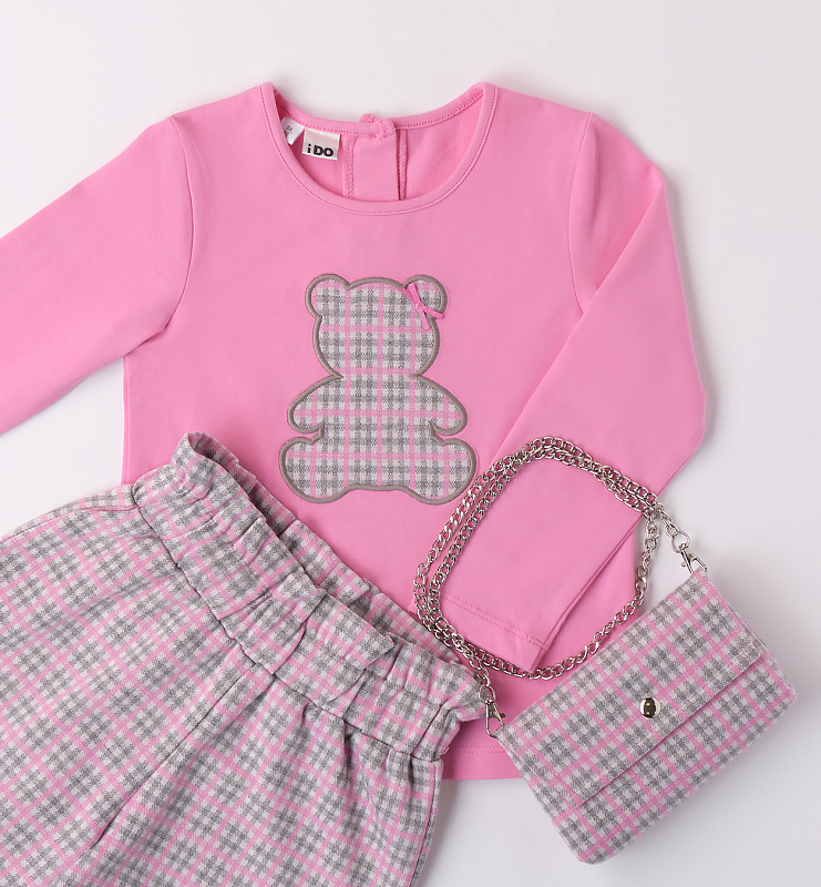 Комплект из лонгслива, шортов и сумки для девочки