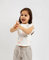 Футболка для девочки с рукавами-крылышками белая