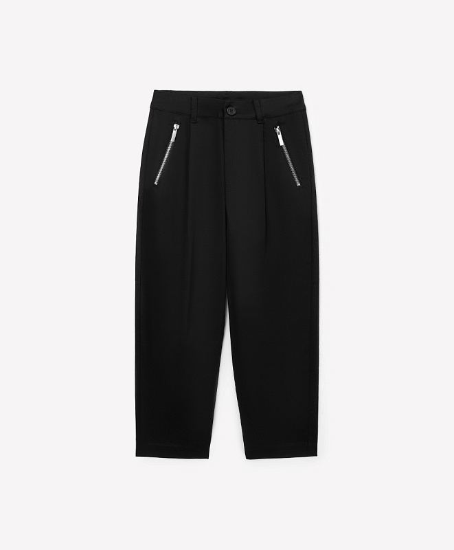 Брюки для мальчика зауженные к низу чёрные из твила