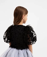 Блузка с объёмными короткими рукавами для девочки