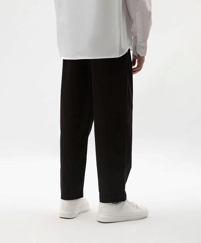 Брюки для мальчика зауженные к низу чёрные из твила