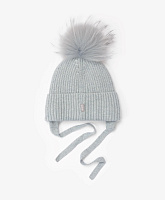 Шапка с помпоном вязаная для девочки на флисе