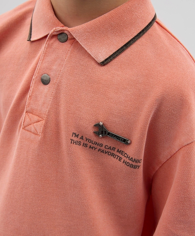 Поло для мальчика из пике с принтом