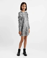 Платье с длинным рукавом и серебристыми пайетками для девочки