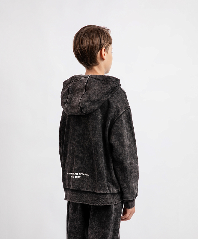 Толстовка распашная из вареного футера для мальчика черная