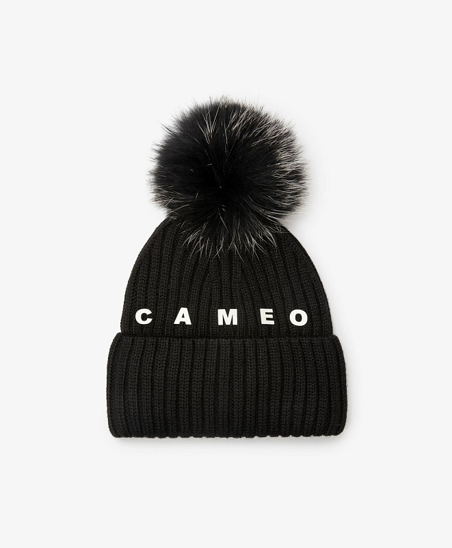 Шапка вязаная для девочки на флисе