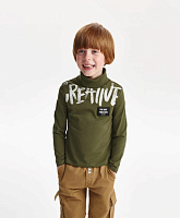 Водолазка для мальчика трикотажная хаки с принтом