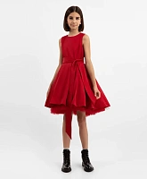 Платье текстильное без рукавов бордовое для девочки