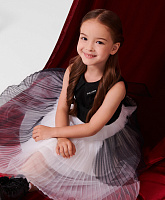 Платье без рукавов текстильное чёрно-белое для девочки