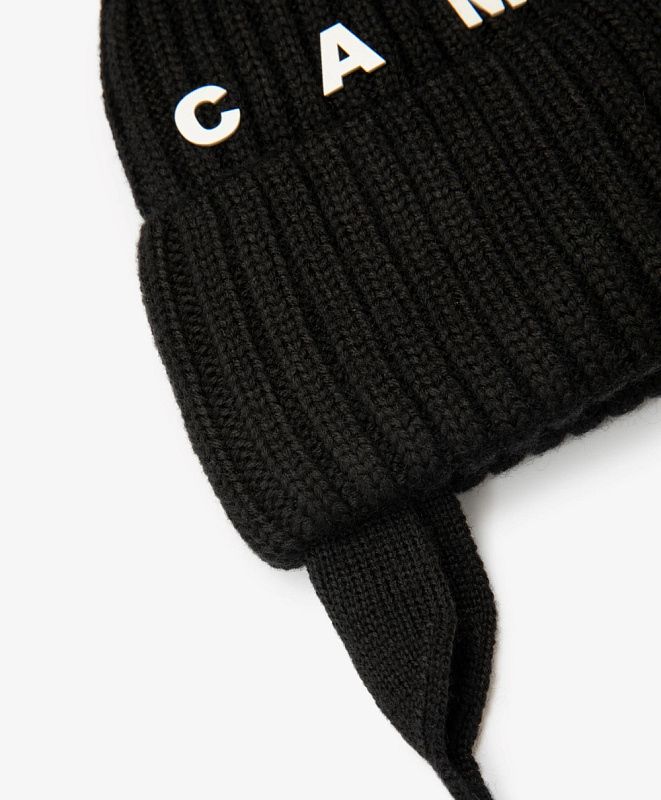 Шапка вязаная для девочки на флисе