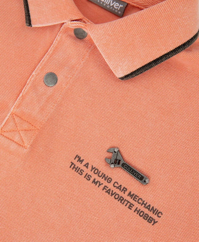 Поло для мальчика из пике с принтом