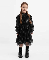 Платье с длинным рукавом в горох для девочки