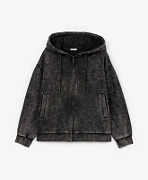 Толстовка распашная из вареного футера для мальчика черная