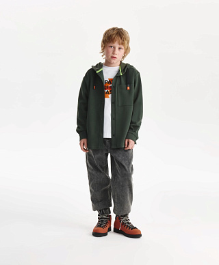 Брюки-джоггеры для мальчика из вареного денима на флисе серые