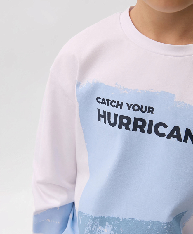 Лонгслив для мальчика с принтом белый