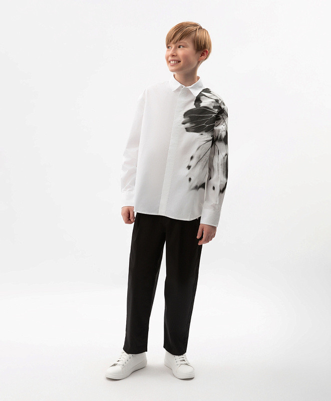 Брюки для мальчика зауженные к низу чёрные из твила