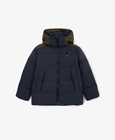 Куртка демисезонная плащевая на искусственном пуху синяя для мальчика
