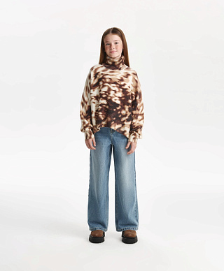 Джинсы для девочки силуэта палаццо с высокой посадкой