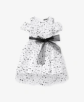 Платье с объёмными короткими рукавами и поясом для девочки