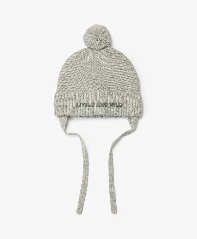 Шапка вязаная с помпоном на подкладке