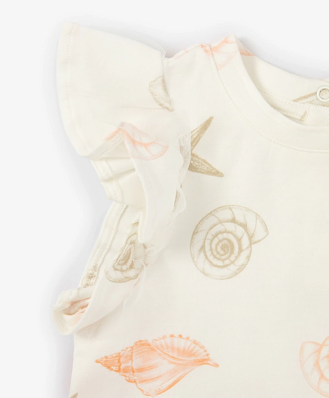 Футболка для девочки с рукавами-крылышками белая